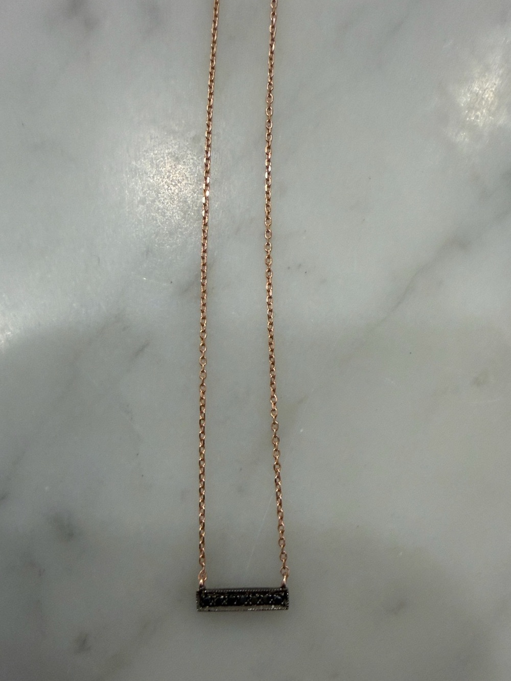 Rose Gold Bar Necklace with Black Accents - Women Jewelry